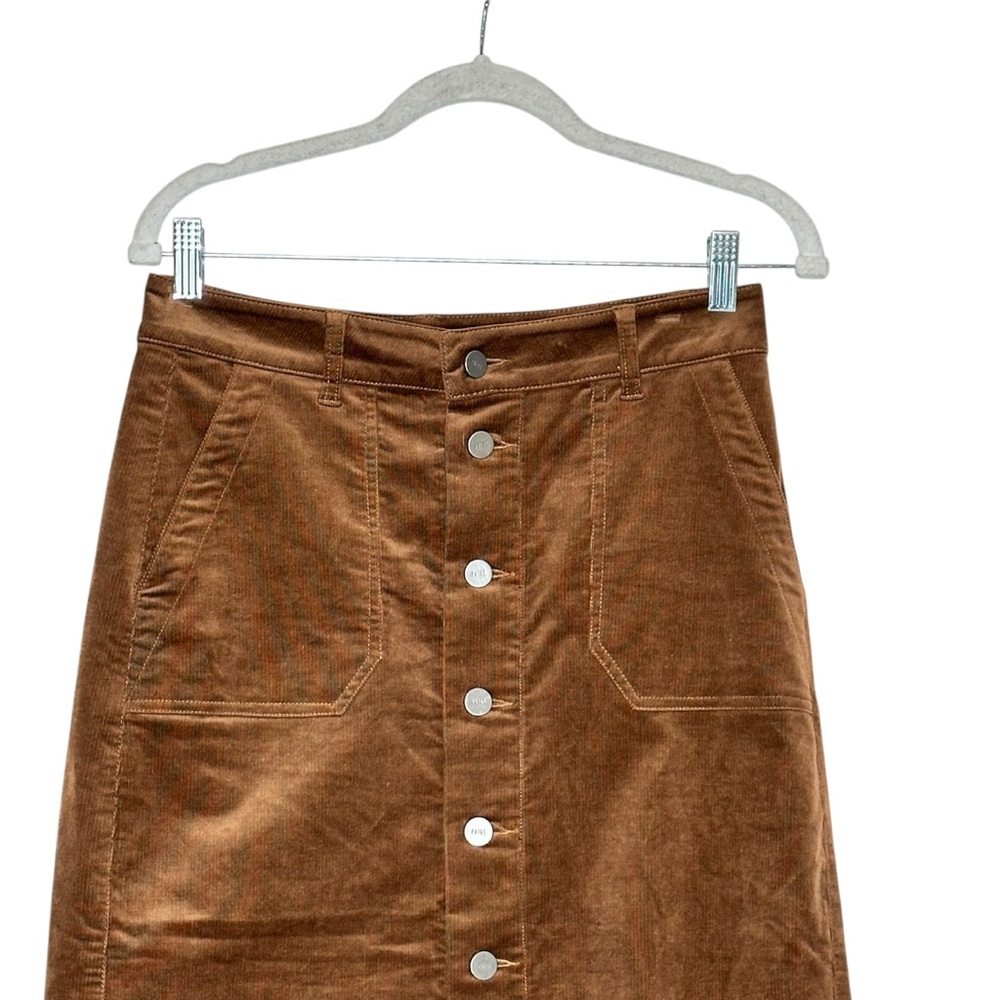 Paige Meadow Brown Corduroy Midi Pencil Skirt | Size 4 - Picture 4 of 9